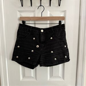 InFlux Black Studded Denim Shorts Women’s Size 8